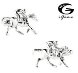 Men's Polo Players Cuff Links in Copper and Silver