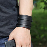 Men's Punk Leather Bracelet Double Wide