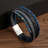 Men's Punk Leather Bracelet Multi-Layer Hand Woven Vintage Bracelet