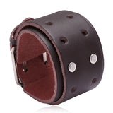Men's Double Wide Leather Bracelet - Punk Style Jewelry