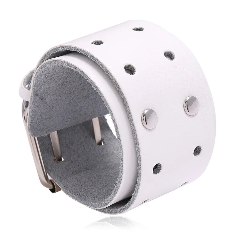 Men's Double Wide Leather Bracelet - Punk Style Jewelry