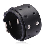 Men's Double Wide Leather Bracelet - Punk Style Jewelry