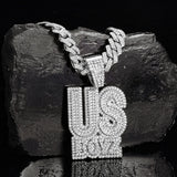 Men's Rhinestone US Boys Letter Pendant Necklace