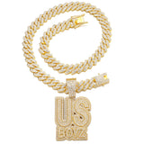 Men's Rhinestone US Boys Letter Pendant Necklace