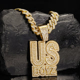 Men's Rhinestone US Boys Letter Pendant Necklace