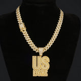 Men's Rhinestone US Boys Letter Pendant Necklace