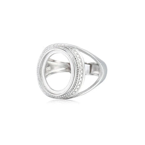 Men's 925 Silver Oval Cabochon Ring Base