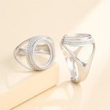 Men's 925 Silver Oval Cabochon Ring Base
