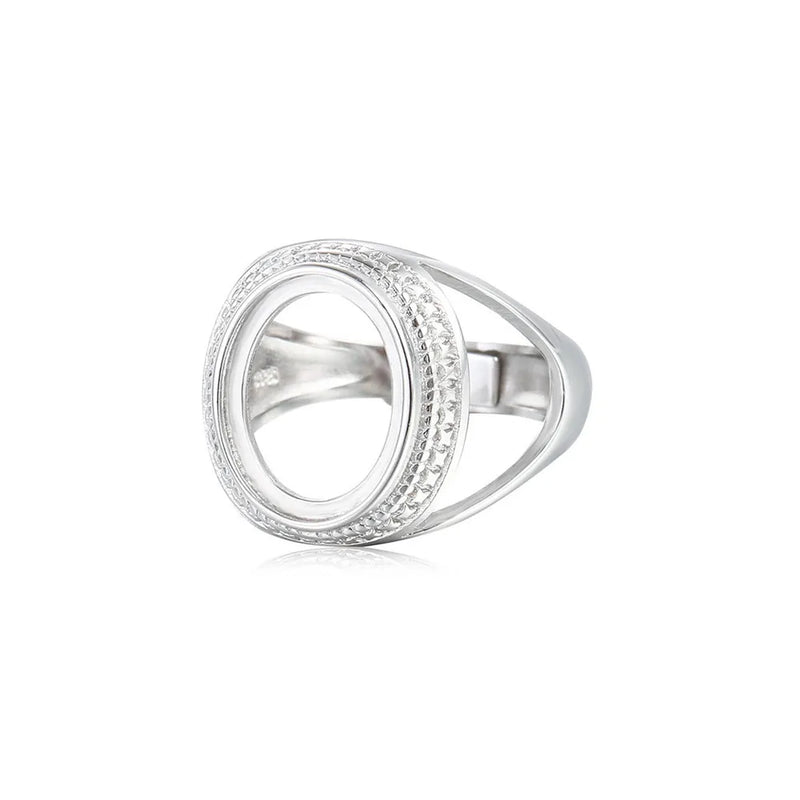 Men's 925 Silver Oval Cabochon Ring Base
