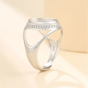 Men's 925 Silver Oval Cabochon Ring Base
