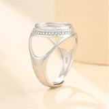 Men's 925 Silver Oval Cabochon Ring Base