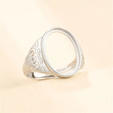 Men's 925 Silver Adjustable Ring Base for 13x18mm Cabochons