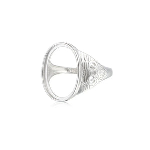 Men's 925 Silver Adjustable Ring Base for 13x18mm Cabochons