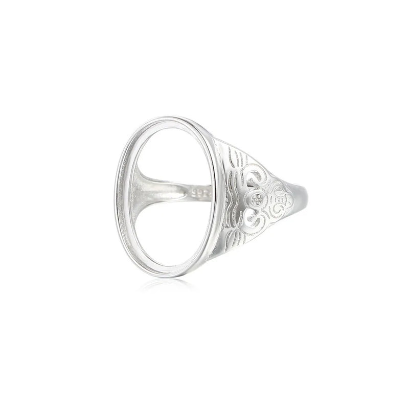Men's 925 Silver Adjustable Ring Base for 13x18mm Cabochons