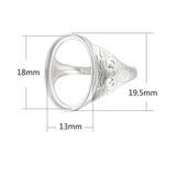 Men's 925 Silver Adjustable Ring Base for 13x18mm Cabochons