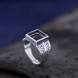 Adjustable Sterling Silver Men's Ring Base 10x10mm Square Blank