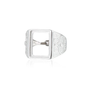 Men's Adjustable Ring Base for 10x13mm Cabochons 925 Silver Plated SR0201