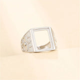 Men's Adjustable Ring Base for 10x13mm Cabochons 925 Silver Plated SR0201