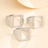 Men's Adjustable Ring Base for 10x13mm Cabochons 925 Silver Plated SR0201