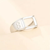 Mens 925 Silver Ring Setting for 8x10mm Rectangle Cabochons Adjustable SR0202
