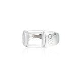Mens 925 Silver Ring Setting for 8x10mm Rectangle Cabochons Adjustable SR0202