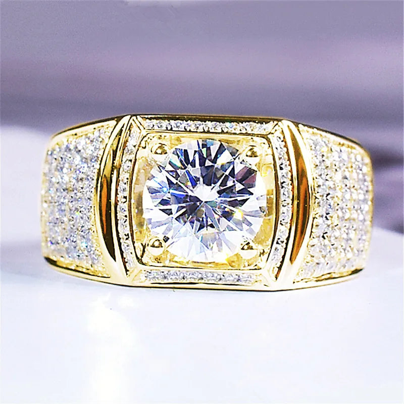 Men's Round Cut 2.0CT CZ Adjustable Business Ring