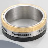 Men's Roman Numeral Date Calendar Time Ring Stainless Steel Fidget Ring