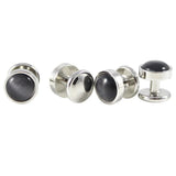 Men's Charcoal Arch Cats Eye Cuff Link And Shirt Studs Set
