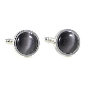 Men's Charcoal Arch Cats Eye Cuff Link And Shirt Studs Set