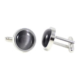 Men's Charcoal Arch Cats Eye Cuff Link And Shirt Studs Set