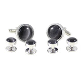 Men's Charcoal Arch Cats Eye Cuff Link And Shirt Studs Set