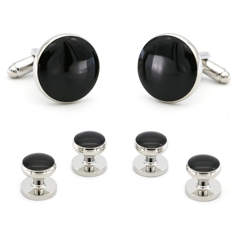 Men's Round Stud Set Cuff Links Brass Material Tuxedo Studs