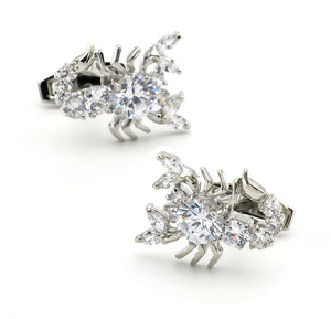 Men's Scorpion Cuff Links Silver Brass Crystal Cufflinks