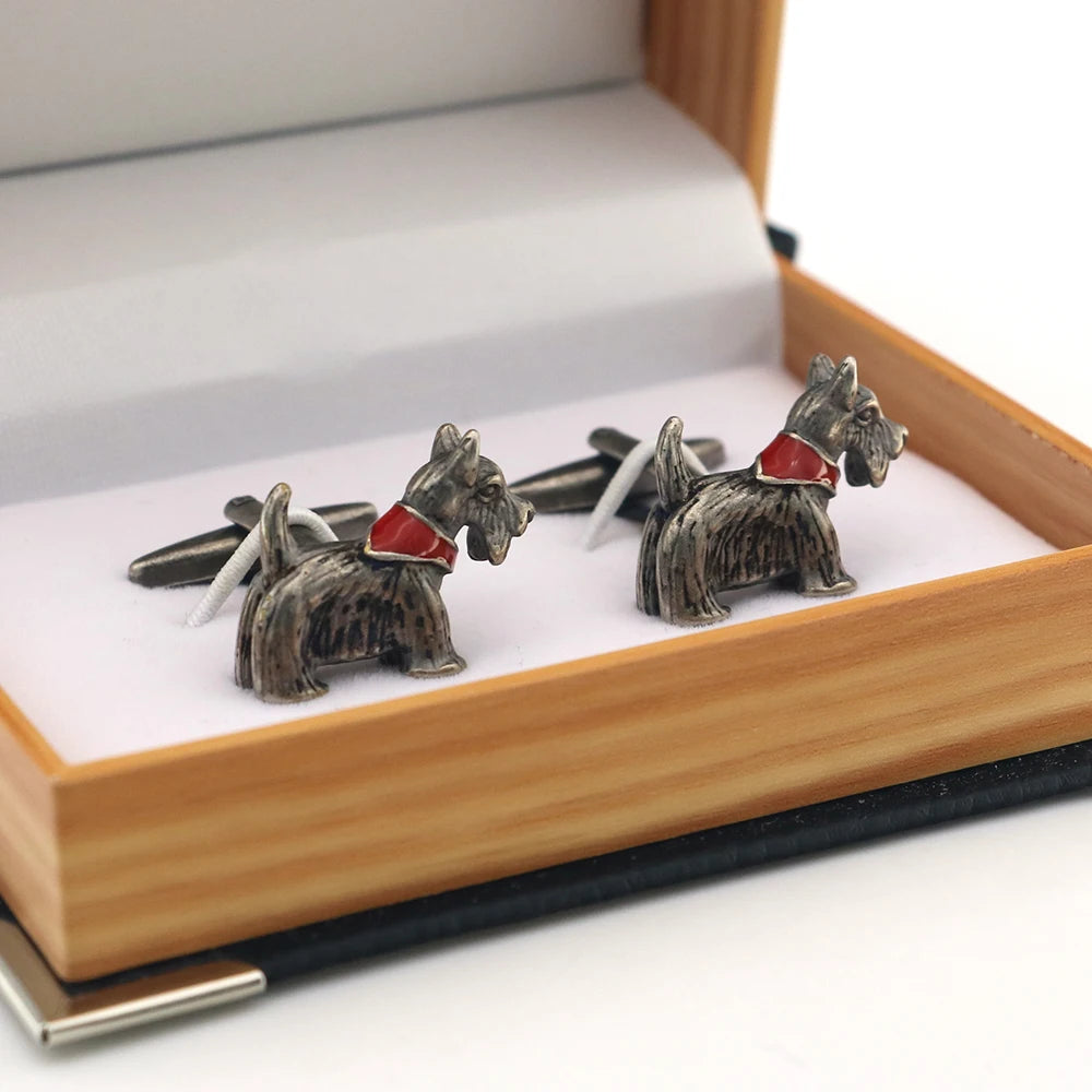 Vintage Scottish Terrier Cuff Links Copper Material