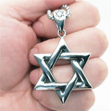 Men's Silver Star of David Stainless Steel Pendant Necklace Set