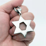 Men's Silver Star of David Stainless Steel Pendant Necklace Set