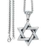 Men's Silver Star of David Stainless Steel Pendant Necklace Set