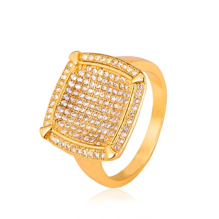 Men's Yellow Plated CZ Wedding Ring Jewelry