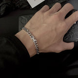 Men's Stainless Steel Snap Bracelet Cuban Chain Bracelet Homme Punk Jewelry