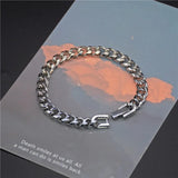 Men's Stainless Steel Snap Bracelet Cuban Chain Bracelet Homme Punk Jewelry