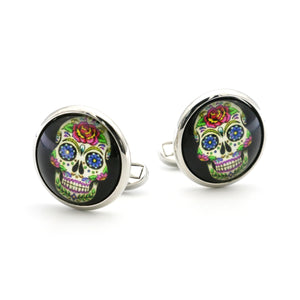 Men's Brass Skull Cufflinks Skeleton Cuff Links