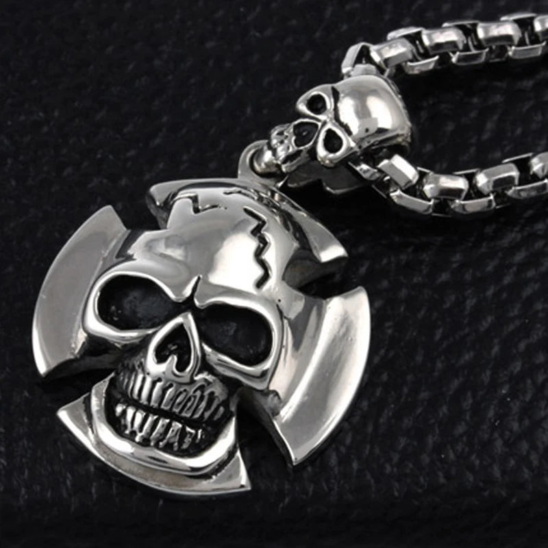 Men's Skull Necklace Motorcycle Enthusiast Punk Skeleton Pendant