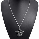 Men's Pentagram Necklace Skull Pendant Chain Stainless Steel Star Magic