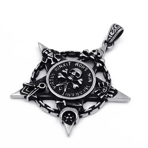 Men's Pentagram Necklace Skull Pendant Chain Stainless Steel Star Magic