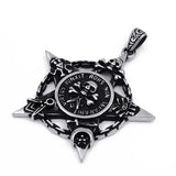 Men's Pentagram Necklace Skull Pendant Chain Stainless Steel Star Magic