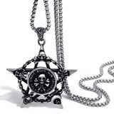 Men's Pentagram Necklace Skull Pendant Chain Stainless Steel Star Magic