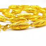 Men's 24K Plated Oval Car Flower Olive Necklace