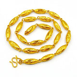 Men's 24K Plated Oval Car Flower Olive Necklace