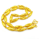 Men's 24K Plated Oval Car Flower Olive Necklace