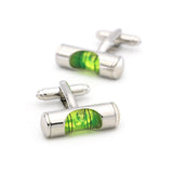 Men's Copper Spirit Level Cuff Links Green